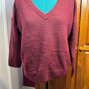 Lucky Brand Oversized V-Neck Burgundy Sweater - size XL